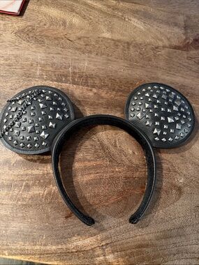 Black Leather Studded Mickey Mouse Ears